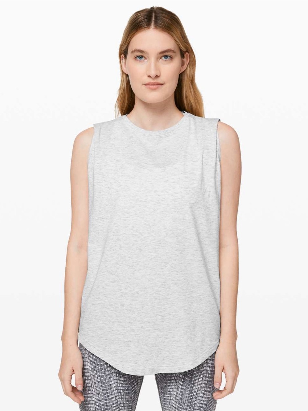 Lululemon Brunswick Muscle Tank Top 12 Light Gray Boxy Oversized Long Length